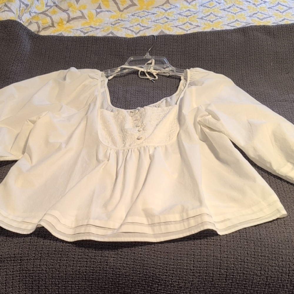 Maurices Ivory Blouse with Button Detail